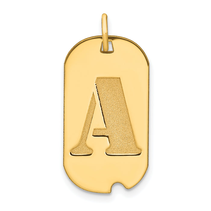 14k Polished Letter A Initial Dog Tag Pendant-YC1439A