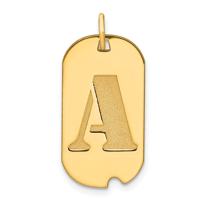 14k Polished Letter A Initial Dog Tag Pendant-YC1439A