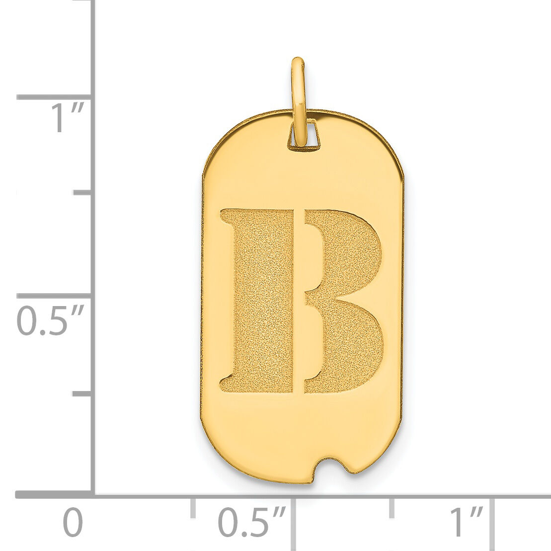 14k Polished Letter B Initial Dog Tag Pendant-YC1439B