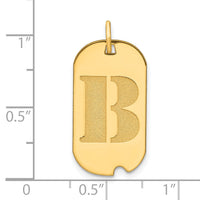 14k Polished Letter B Initial Dog Tag Pendant-YC1439B