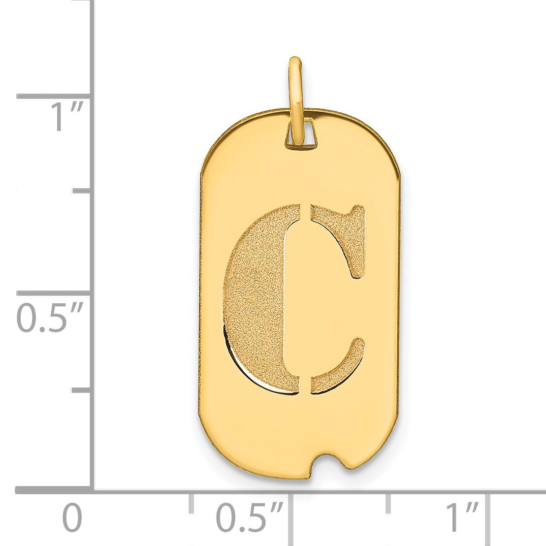 14k Polished Letter C Initial Dog Tag Pendant-YC1439C