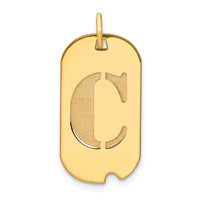 14k Polished Letter C Initial Dog Tag Pendant-YC1439C