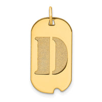 14k Polished Letter D Initial Dog Tag Pendant-YC1439D