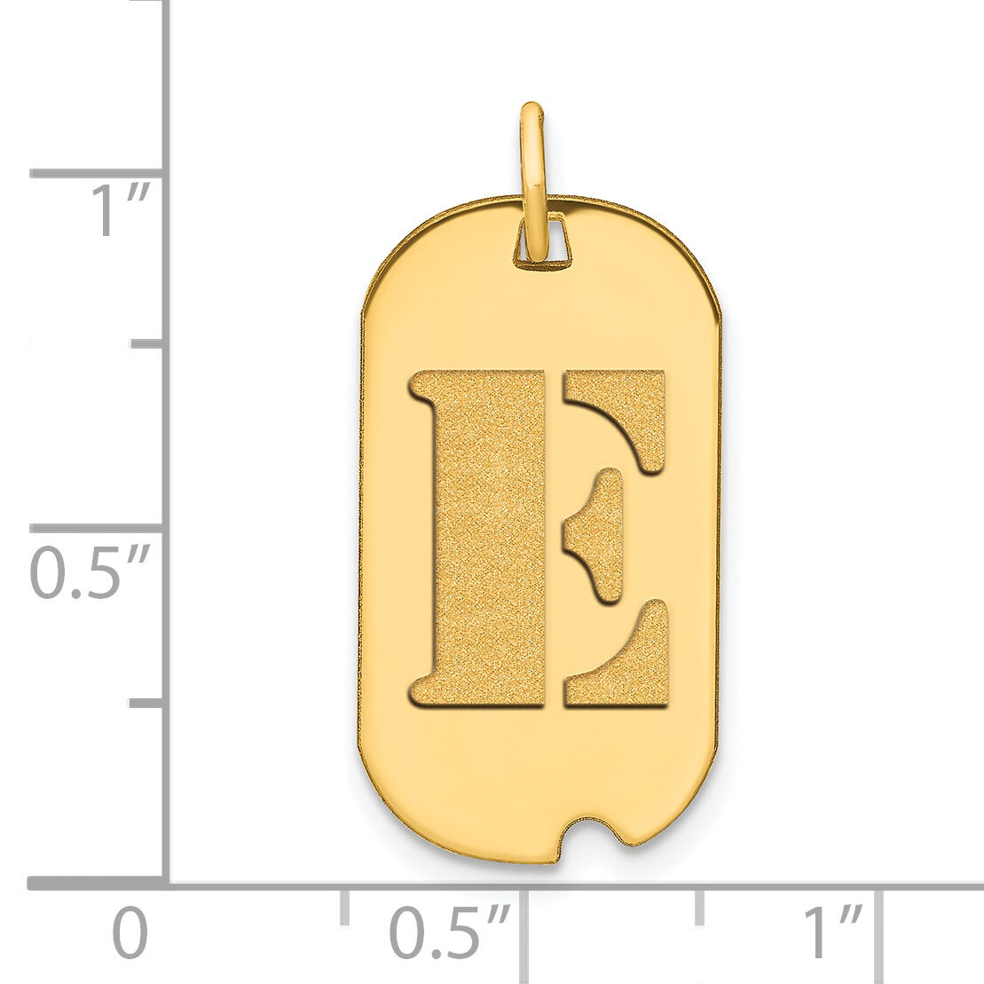14k Polished Letter E Initial Dog Tag Pendant-YC1439E