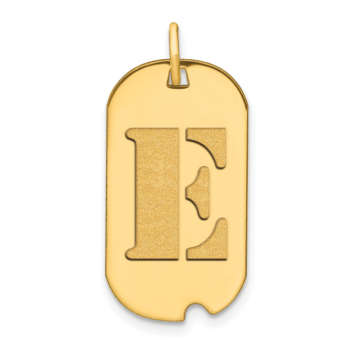 14k Polished Letter E Initial Dog Tag Pendant-YC1439E
