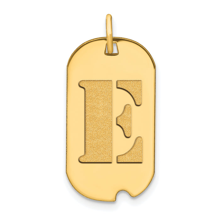14k Polished Letter E Initial Dog Tag Pendant-YC1439E