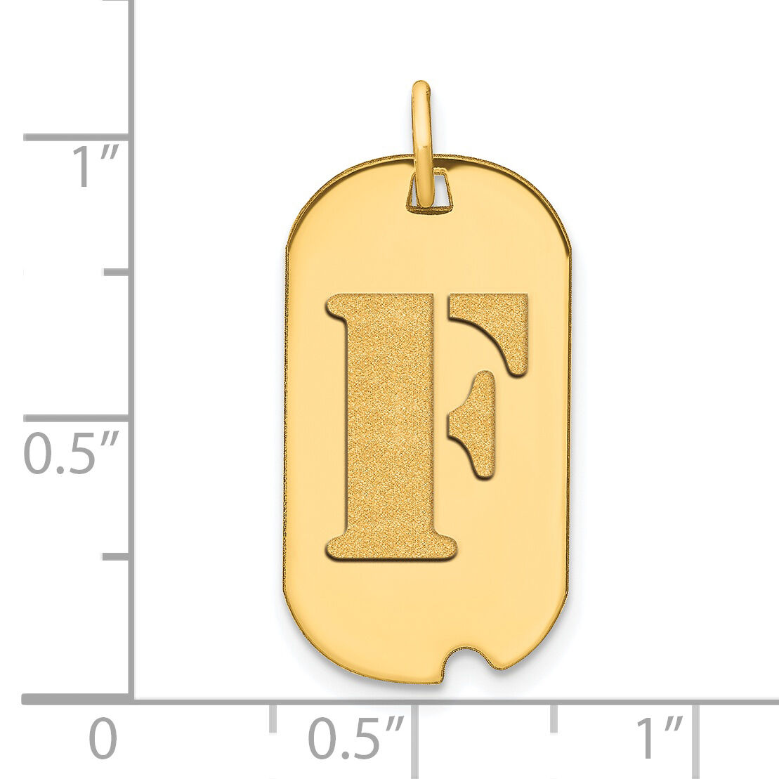 14k Polished Letter F Initial Dog Tag Pendant-YC1439F