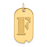 14k Polished Letter F Initial Dog Tag Pendant-YC1439F