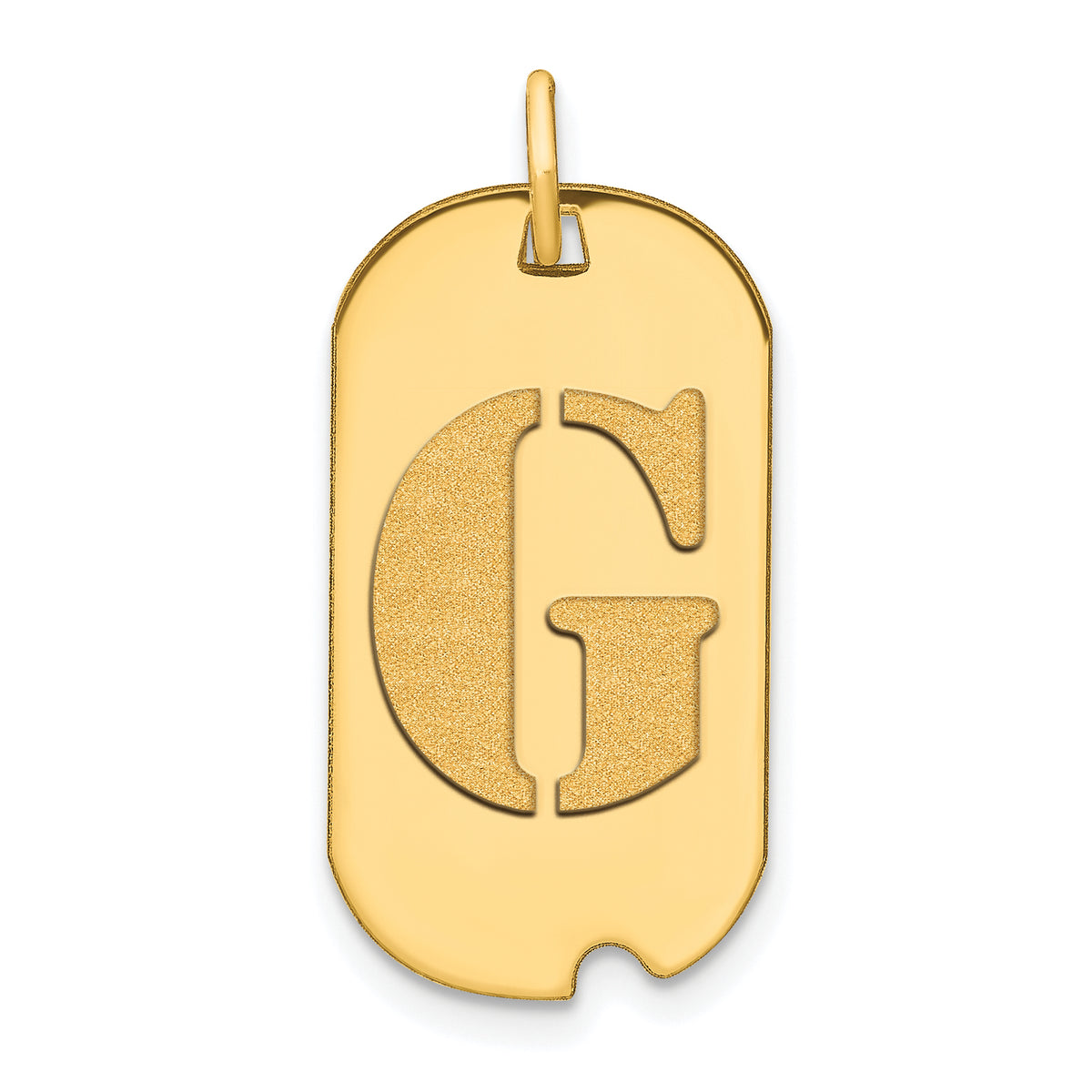 14k Polished Letter G Initial Dog Tag Pendant-YC1439G
