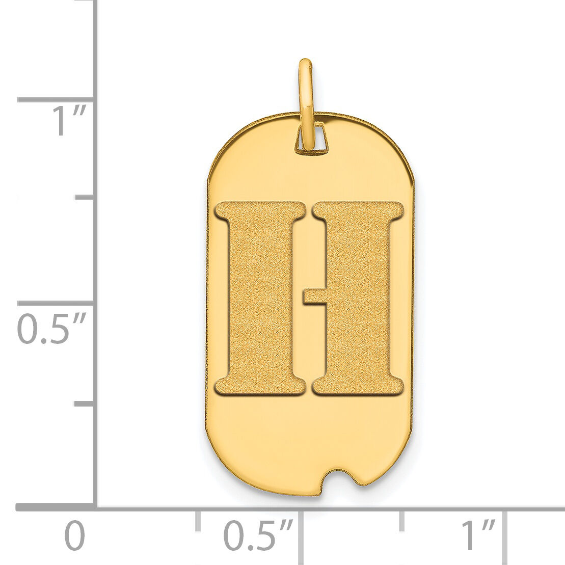 14k Polished Letter H Initial Dog Tag Pendant-YC1439H