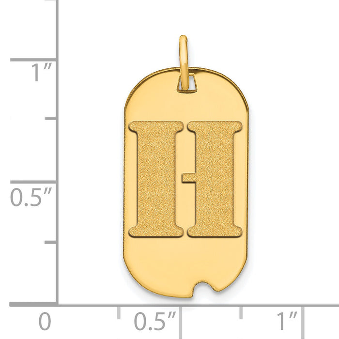 14k Polished Letter H Initial Dog Tag Pendant-YC1439H