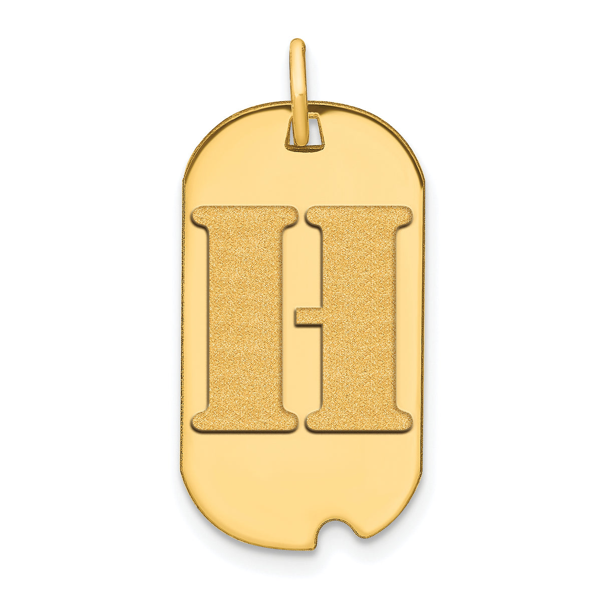 14k Polished Letter H Initial Dog Tag Pendant-YC1439H