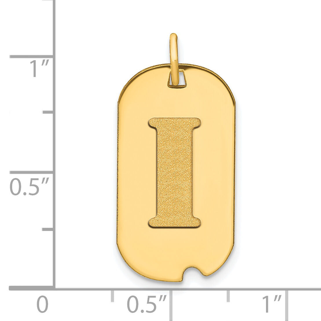 14k Polished Letter I Initial Dog Tag Pendant-YC1439I