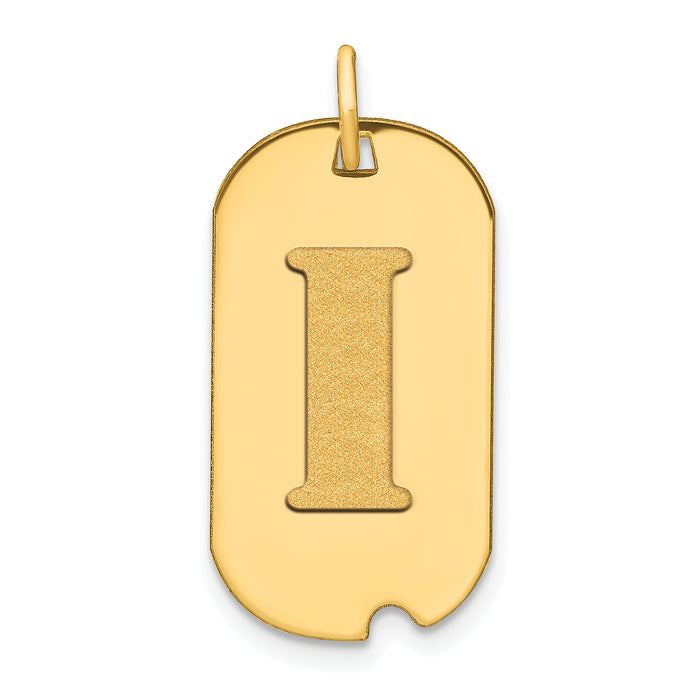 14k Polished Letter I Initial Dog Tag Pendant-YC1439I