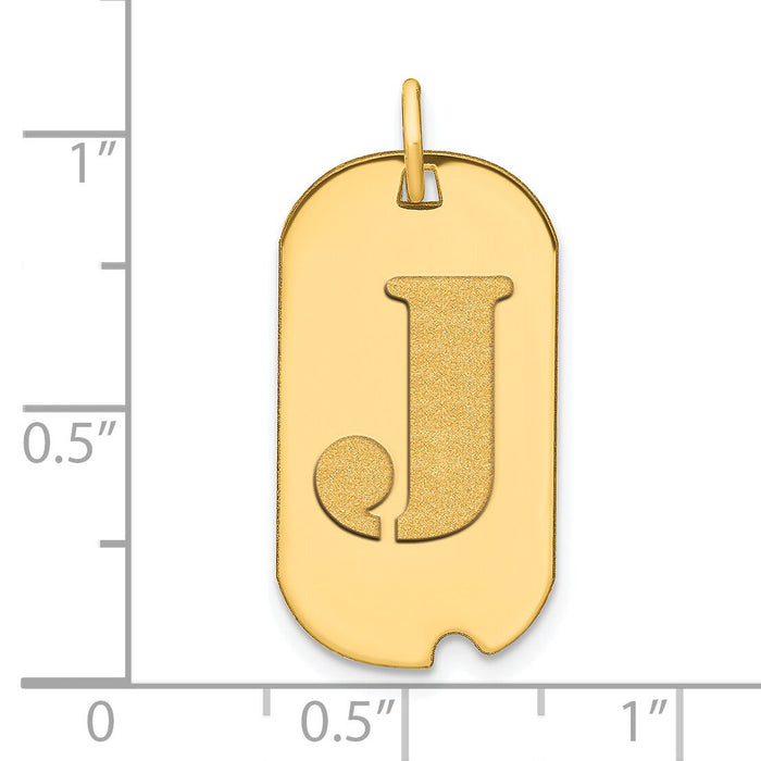 14k Polished Letter J Initial Dog Tag Pendant-YC1439J