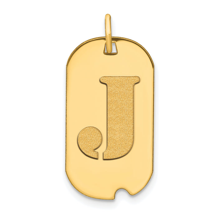 14k Polished Letter J Initial Dog Tag Pendant-YC1439J
