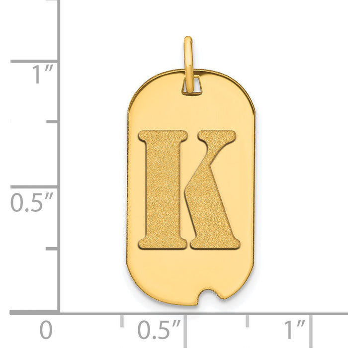14k Polished Letter K Initial Dog Tag Pendant-YC1439K