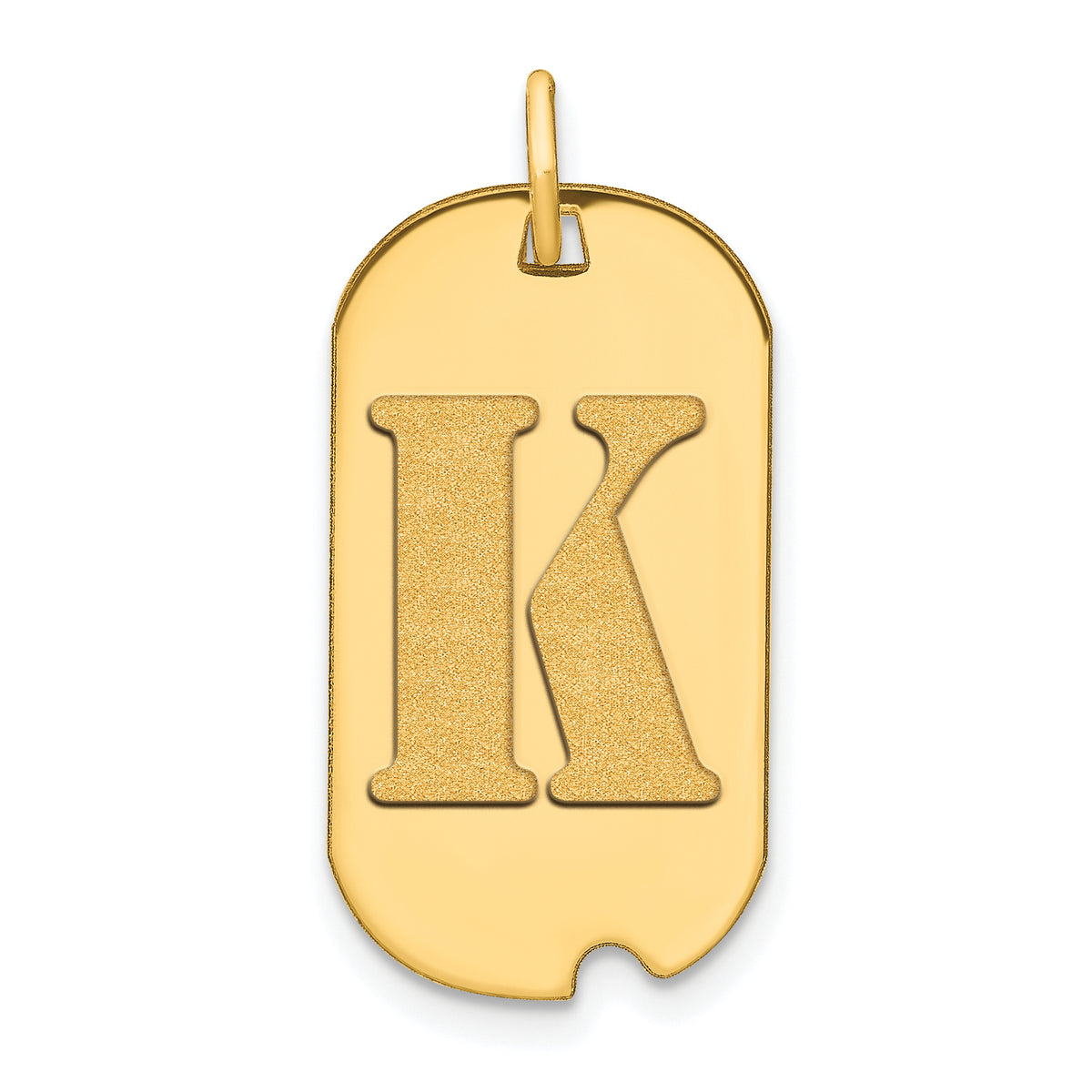 14k Polished Letter K Initial Dog Tag Pendant-YC1439K