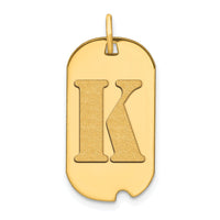 14k Polished Letter K Initial Dog Tag Pendant-YC1439K