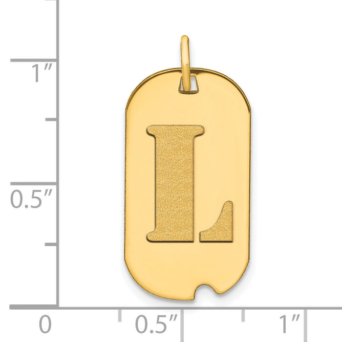 14k Polished Letter L Initial Dog Tag Pendant-YC1439L