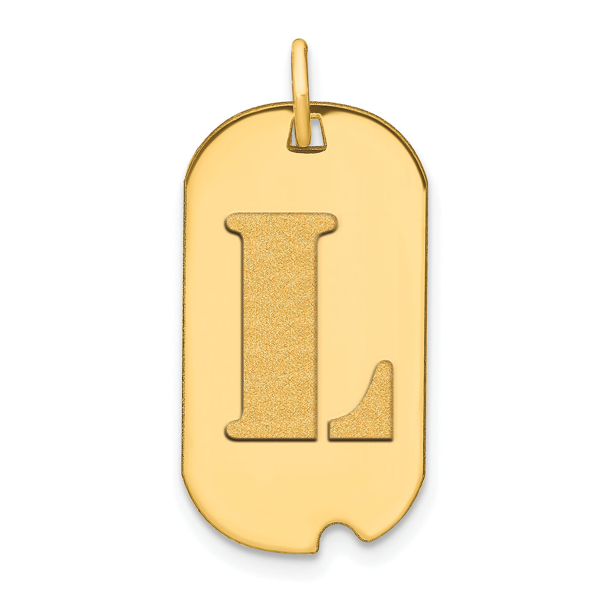 14k Polished Letter L Initial Dog Tag Pendant-YC1439L