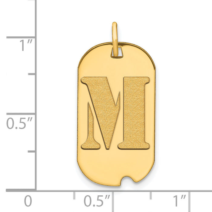14k Polished Letter M Initial Dog Tag Pendant-YC1439M