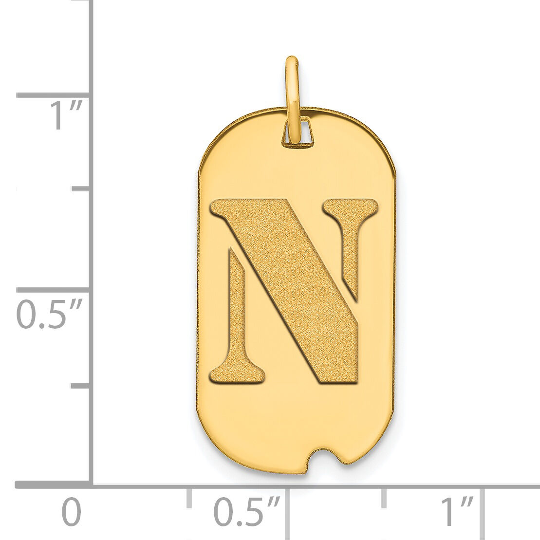 14k Polished Letter N Initial Dog Tag Pendant-YC1439N