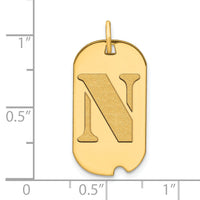 14k Polished Letter N Initial Dog Tag Pendant-YC1439N