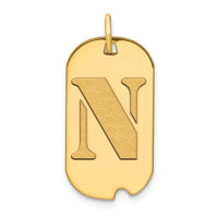 14k Polished Letter N Initial Dog Tag Pendant-YC1439N