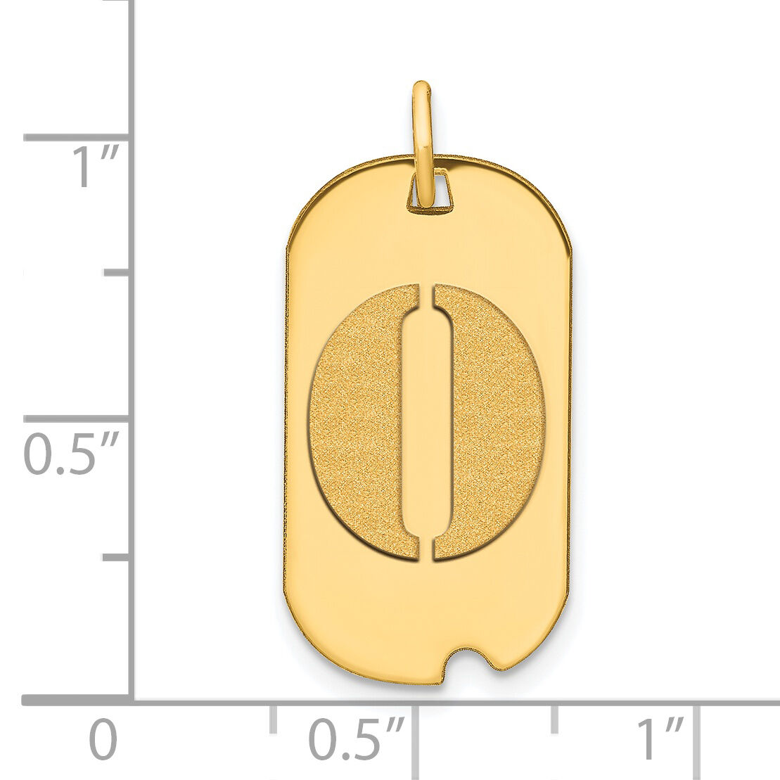 14k Polished Letter O Initial Dog Tag Pendant-YC1439O