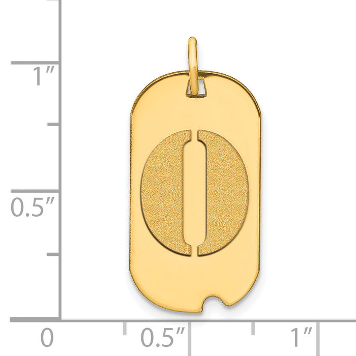 14k Polished Letter O Initial Dog Tag Pendant-YC1439O