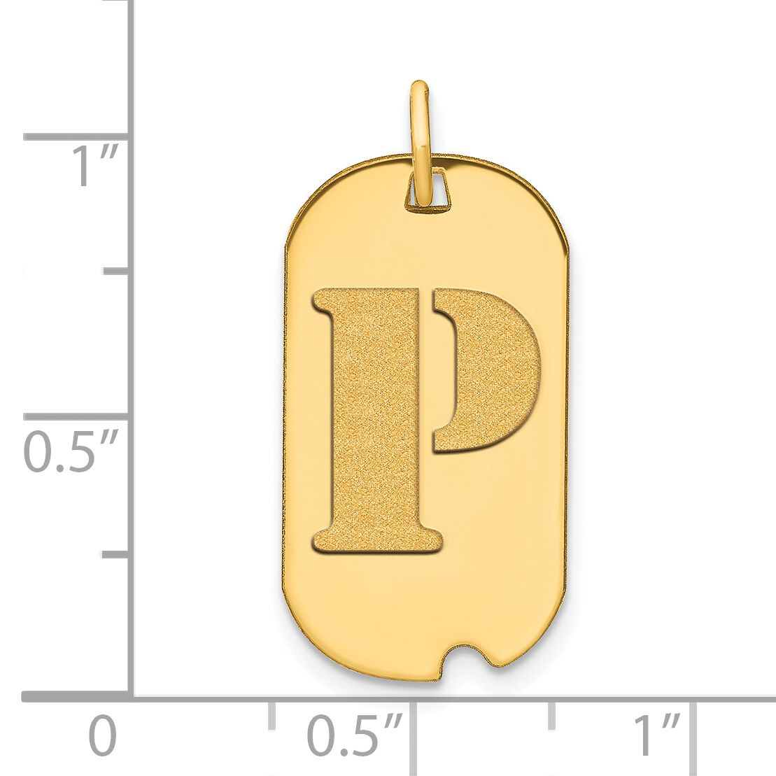 14k Polished Letter P Initial Dog Tag Pendant-YC1439P