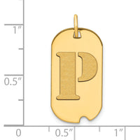 14k Polished Letter P Initial Dog Tag Pendant-YC1439P