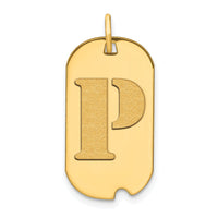 14k Polished Letter P Initial Dog Tag Pendant-YC1439P