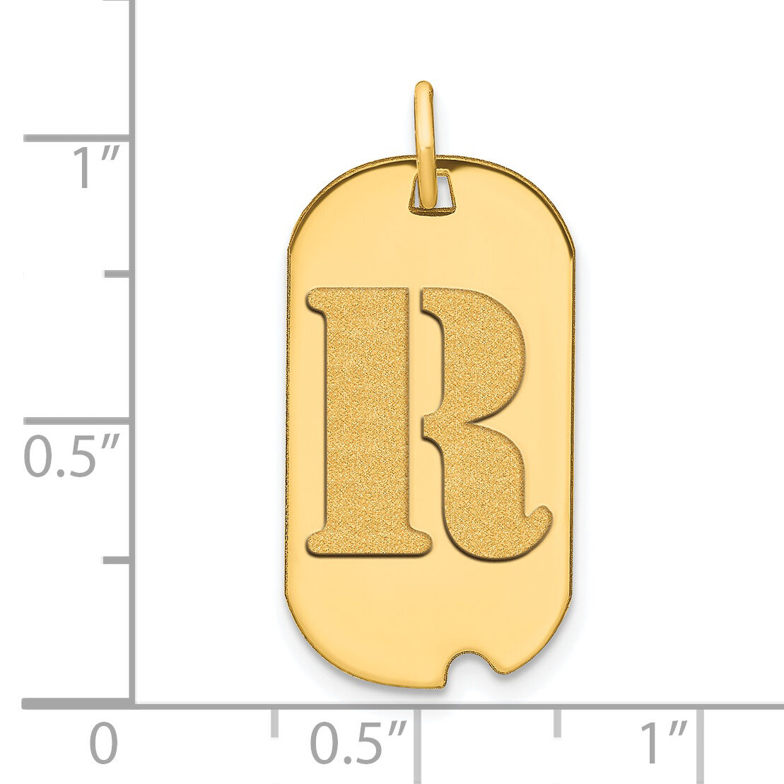 14k Polished Letter R Initial Dog Tag Pendant-YC1439R