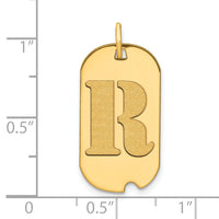14k Polished Letter R Initial Dog Tag Pendant-YC1439R
