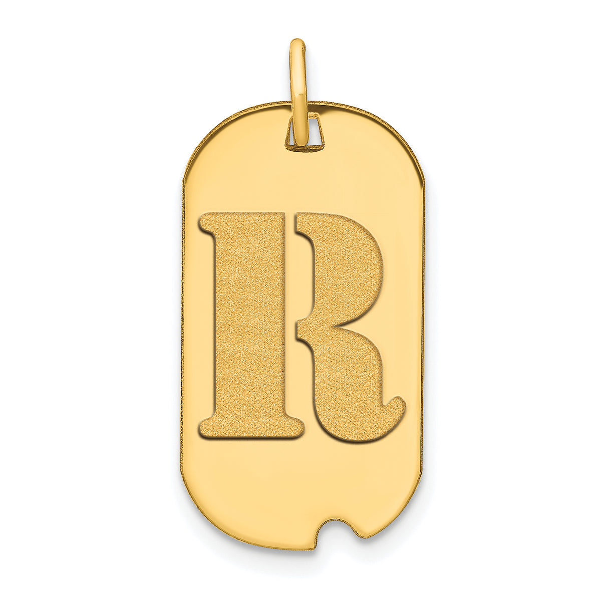 14k Polished Letter R Initial Dog Tag Pendant-YC1439R