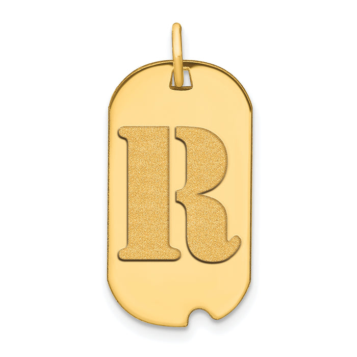 14k Polished Letter R Initial Dog Tag Pendant-YC1439R