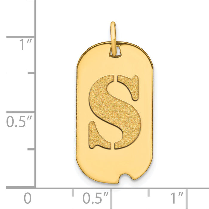 14k Polished Letter S Initial Dog Tag Pendant-YC1439S