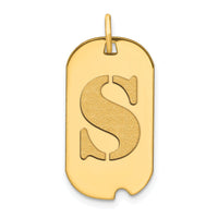 14k Polished Letter S Initial Dog Tag Pendant-YC1439S