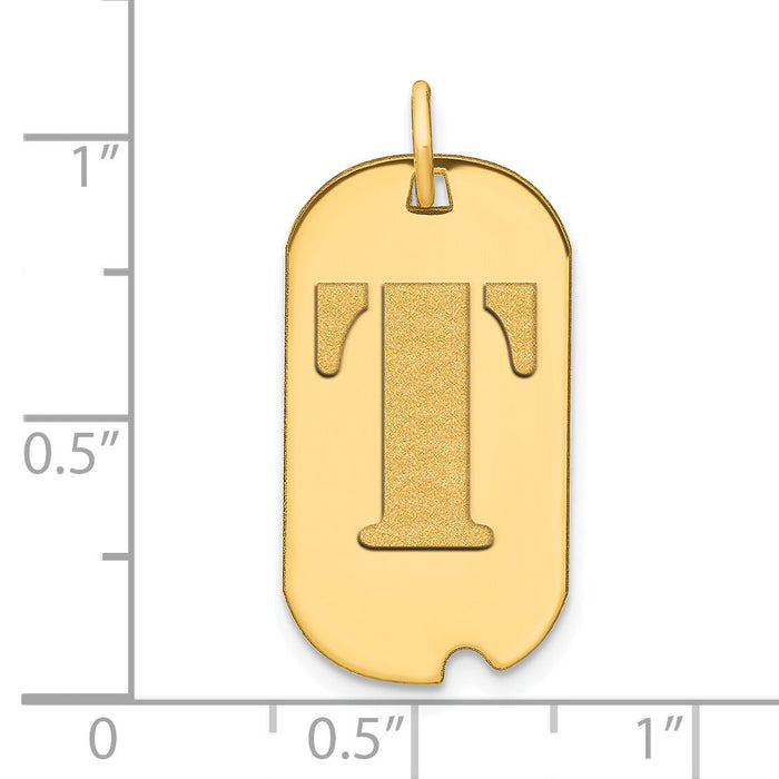 14k Polished Letter T Initial Dog Tag Pendant-YC1439T