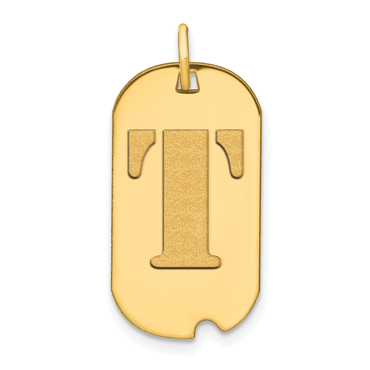 14k Polished Letter T Initial Dog Tag Pendant-YC1439T