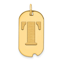 14k Polished Letter T Initial Dog Tag Pendant-YC1439T
