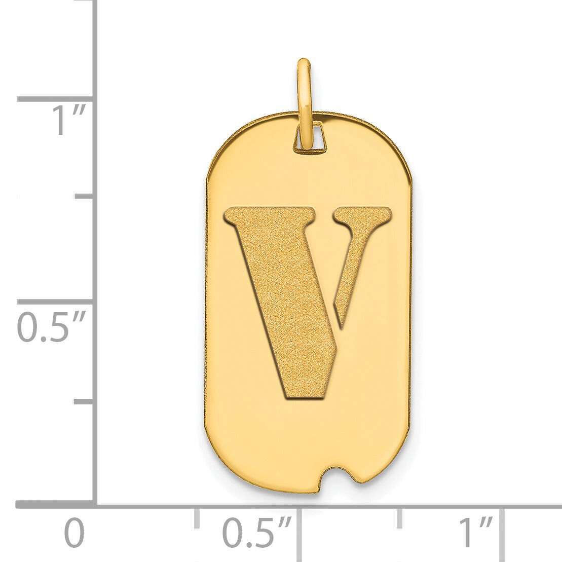 14k Polished Letter V Initial Dog Tag Pendant-YC1439V