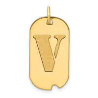14k Polished Letter V Initial Dog Tag Pendant-YC1439V