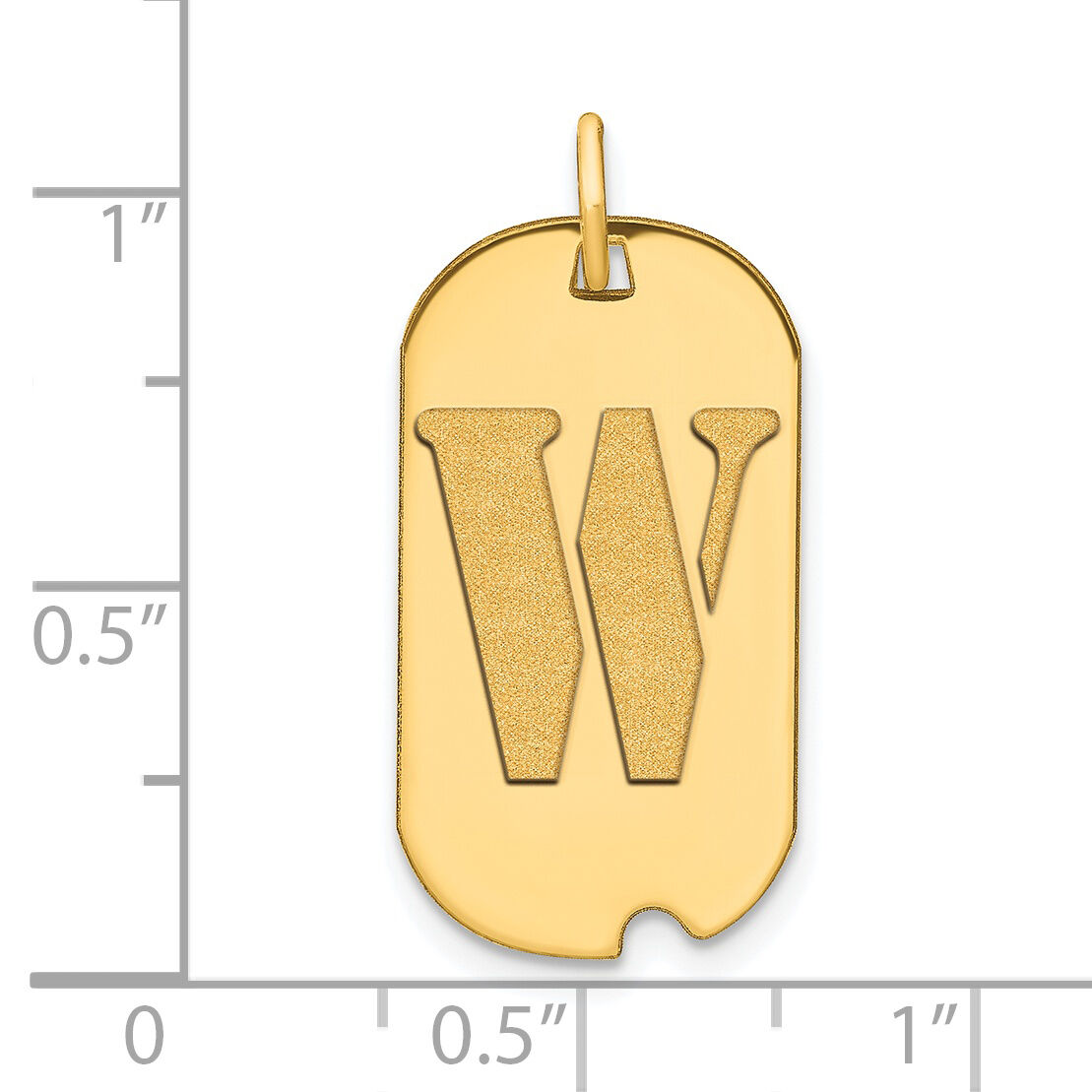 14k Polished Letter W Initial Dog Tag Pendant-YC1439W