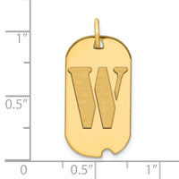 14k Polished Letter W Initial Dog Tag Pendant-YC1439W