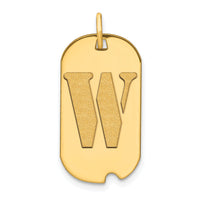 14k Polished Letter W Initial Dog Tag Pendant-YC1439W