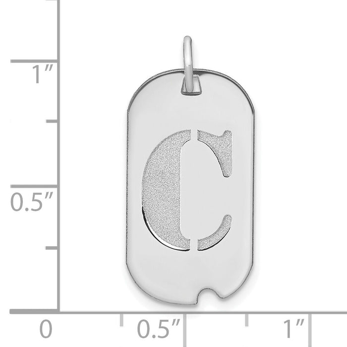 14kw Polished Letter C Initial Dog Tag Pendant-YC1439WC