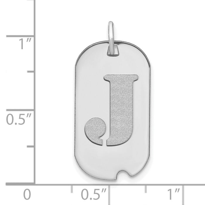 14kw Polished Letter J Initial Dog Tag Pendant-YC1439WJ